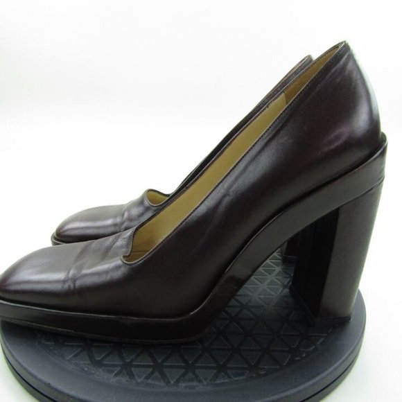 Gucci High Heels Womens Size 7B Brown Leather Square Closed Toe Block Heel - Picture 5 of 8